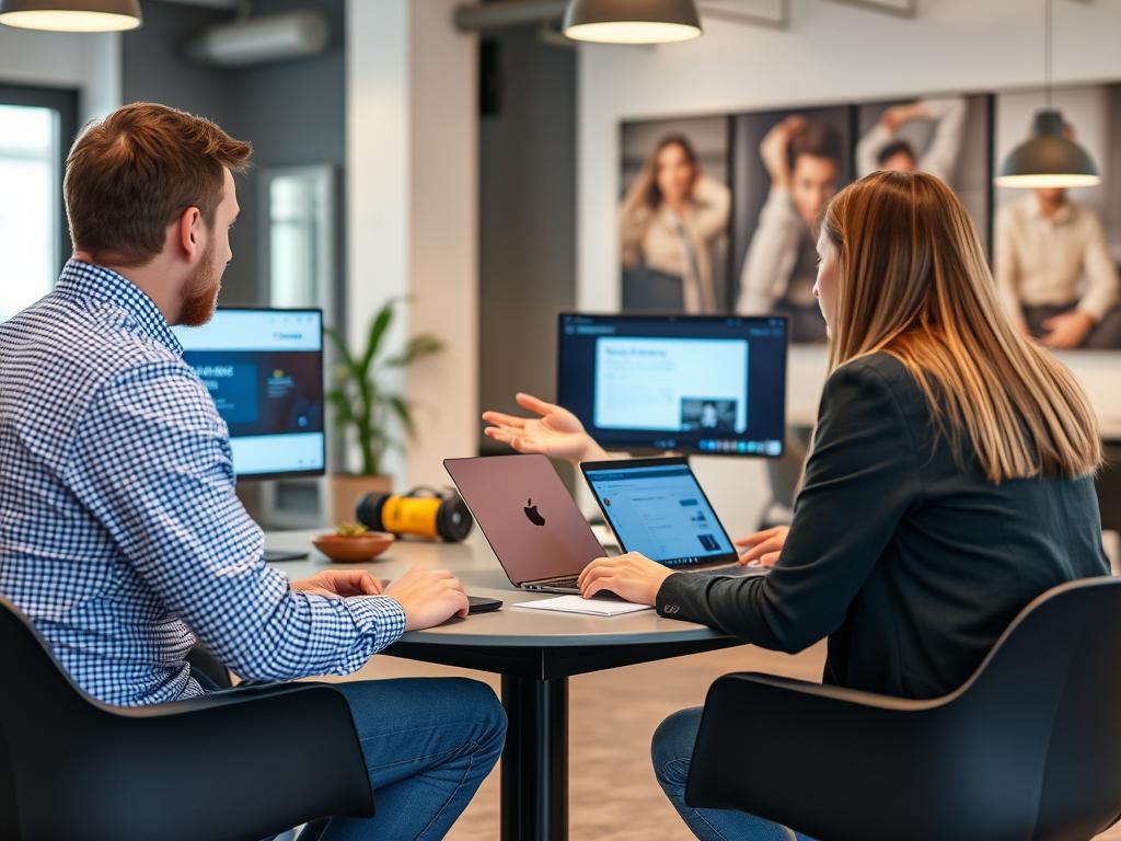 Remote work consultant advising clients in a co-working space in Tallinn, Estonia Remote work consultant advising clients in a co-working space in Tallinn, Estonia