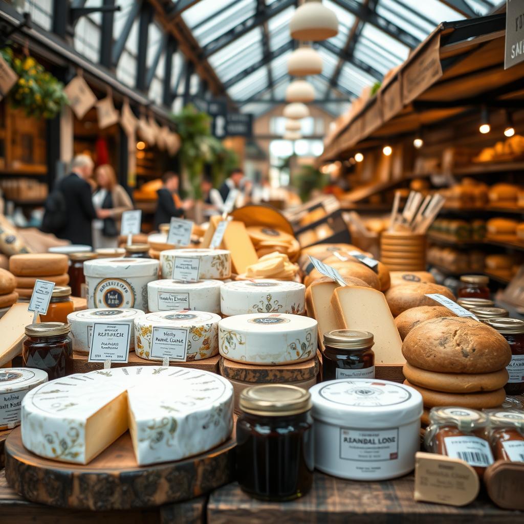 Artisanal food products displayed at a German market representing business expansion opportunities