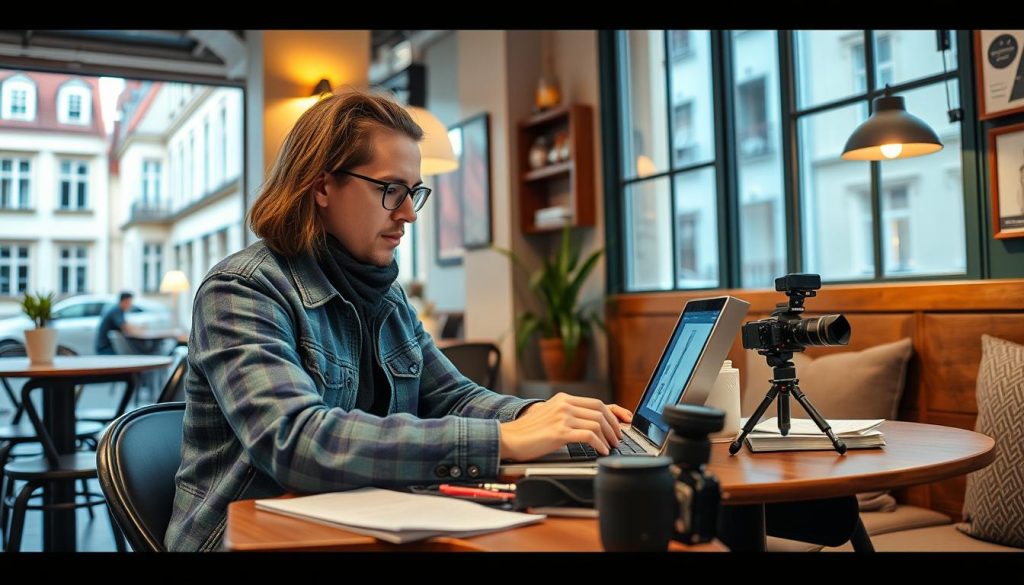 European content creator working on cultural storytelling European content creator working on cultural storytelling