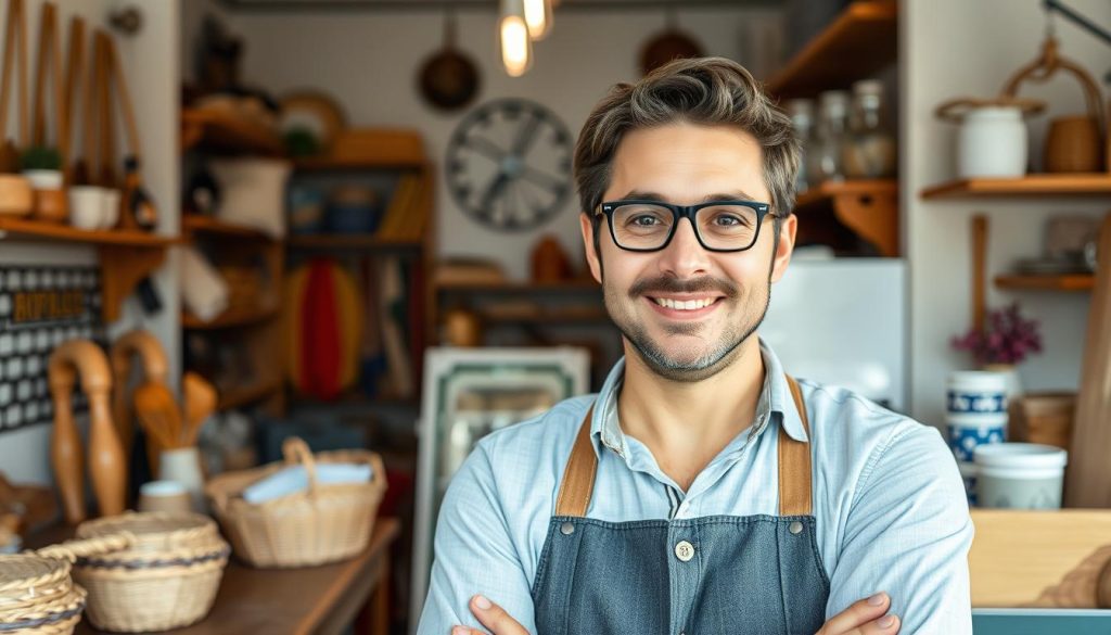 Successful European entrepreneur in their small business Successful European entrepreneur in their small business